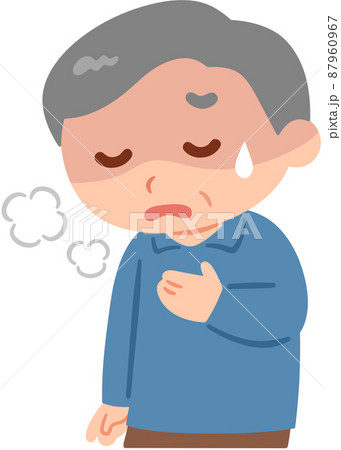 息苦しそうな高齢男性 87960967