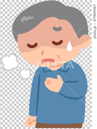 息苦しそうな高齢男性 87960967