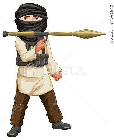 Terrorist holding RPG on white backgroundのイラスト素材 [87961640] - PIXTA