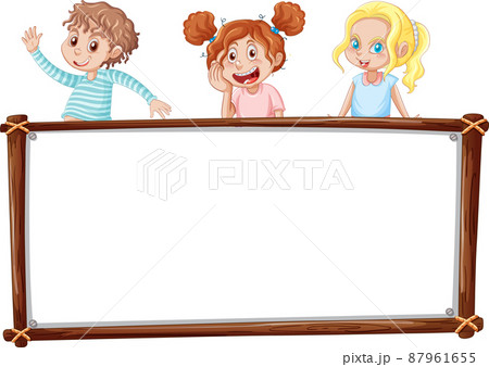 Board template with happy kids Board template with happy kids 87961655