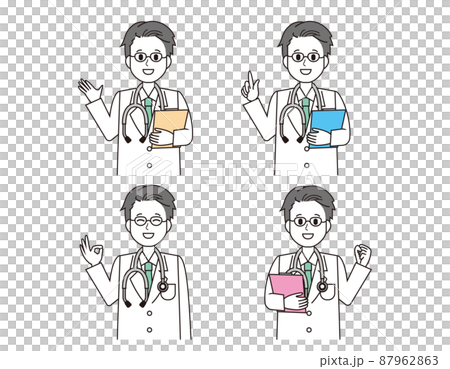 男性の医師 医療従事者 イラスト 男性の医師 医療従事者 イラスト 87962863