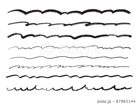 白黒 手書きライン素材のセットのイラスト素材