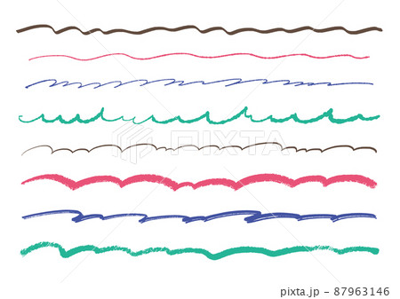 カラー 手書きライン素材のセットのイラスト素材