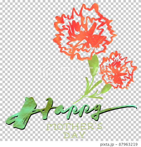 筆文字 Happy(MOTHER'S DAY)カーネーション .n 筆文字 Happy(MOTHER'S DAY)カーネーション .n 87963219