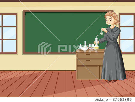 Portrait of Marie Curie in cartoon style 87963399