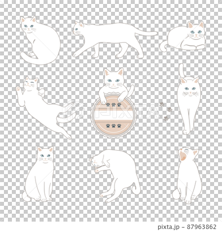 白猫のイラストセット 87963862