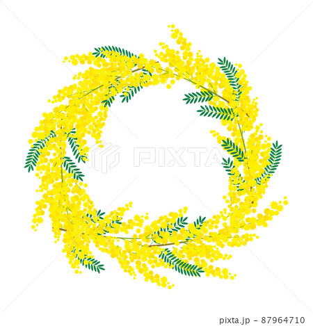 真ん中にコピースペースがあるミモザのリース 87964710