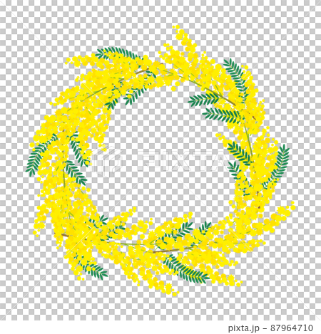 真ん中にコピースペースがあるミモザのリース 87964710