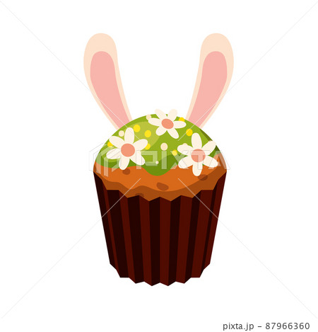 Easter cupcake with Bunny ears, muffin. Sweet food, dessert Easter cupcake with Bunny ears, muffin. Sweet food, dessert 87966360