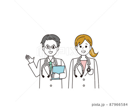 女性と男性の医師 医療従事者 イラストのイラスト素材