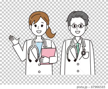 女性と男性の医師　医療従事者　イラスト 87966585