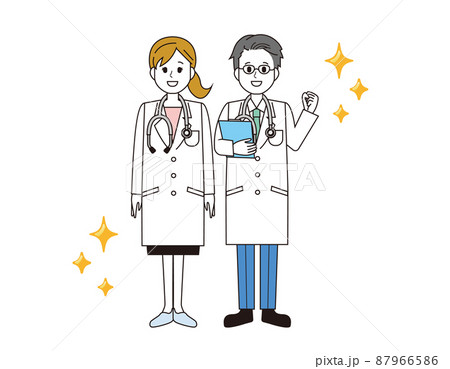 女性と男性の医師　医療従事者　イラスト 87966586