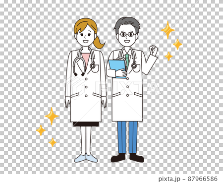 女性と男性の医師　医療従事者　イラスト 87966586