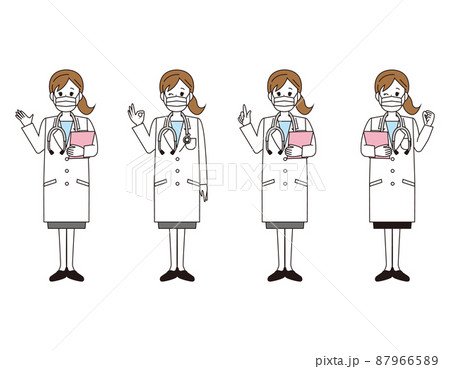 女性の医師　医療従事者　イラスト 87966589
