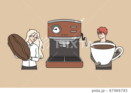 Baristas making coffee in modern machine  87966785