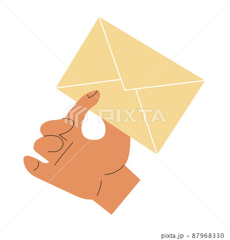 Paper mail envelope in hand on white background 87968330