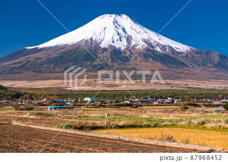 《山梨県》秋の富士山・忍野村の風景 87968452