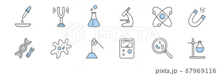 Set of science doodle icons, chemical laboratory Set of science doodle icons, chemical laboratory 87969116
