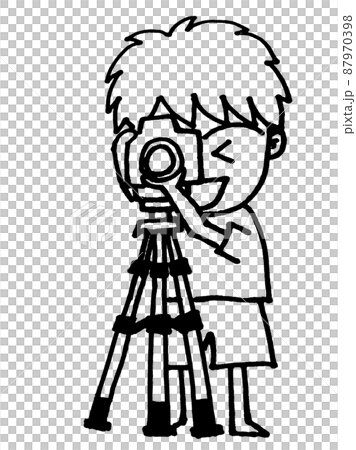 三脚で撮影するカメラ小僧 87970398
