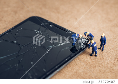 Smartphone screen repair concept. Close-up shot 87970407
