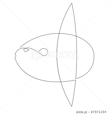 Sing line drawing of mola mola or sun fish. Underwater world. Vector illustration. Sing line drawing of mola mola or sun fish. Underwater world. Vector illustration. 87971204