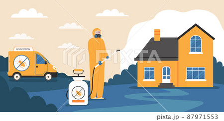 Sanitize Services Flat Background 87971553