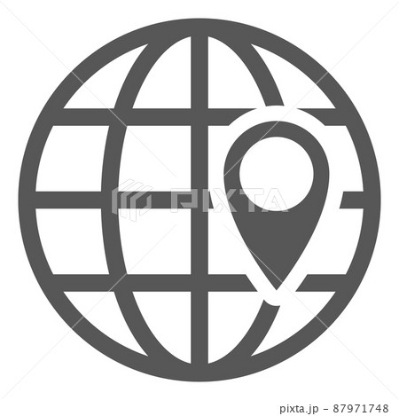 Globe icon with geo marker. World location pointer Globe icon with geo marker. World location pointer 87971748