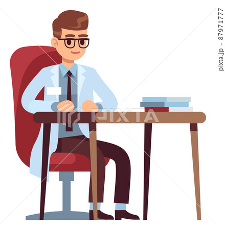 Doctor sitting at desk. Medical office. Hospital worker 87971777