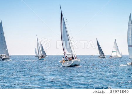 Group of yacht sailing at regatta Group of yacht sailing at regatta 87971840