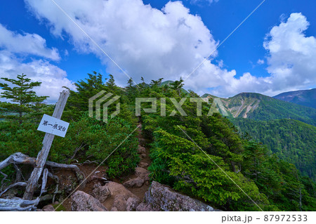 夏の北八ヶ岳 天狗岳の西尾根の第一展望台から東側方面の眺望 87972533