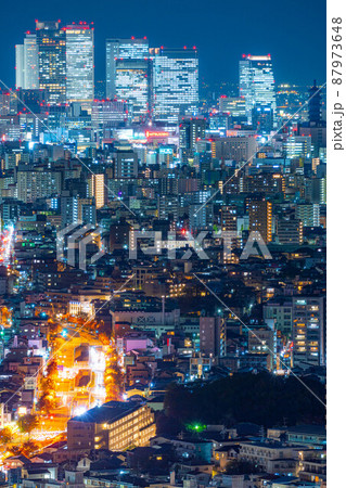 東山スカイタワーから見る名古屋市の夜景【愛知県】の写真素材