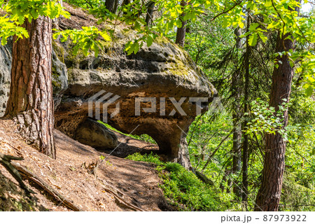 Unique eroded sandstone rock formation 87973922