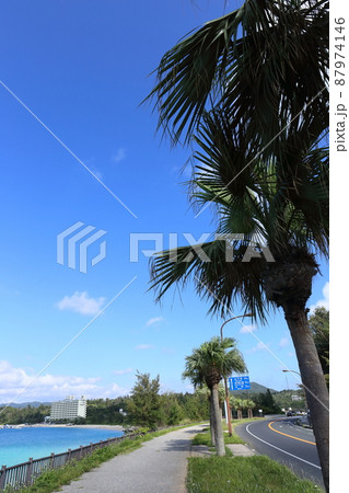 沖縄 名護 喜瀬ビーチと国道58号 沖縄 名護 喜瀬ビーチと国道58号 87974146