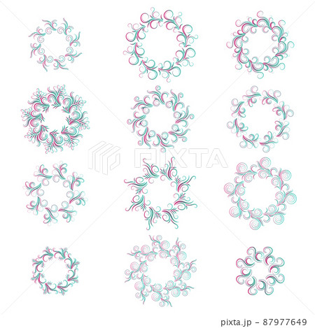 Curly frame set isolated on white. Curly frame set isolated on white. 87977649