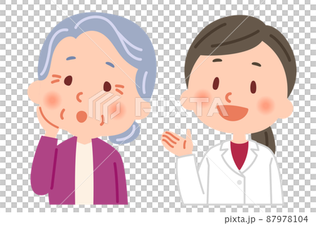 The doctor who gives the explanation and the old man who listens to the explanation 87978104