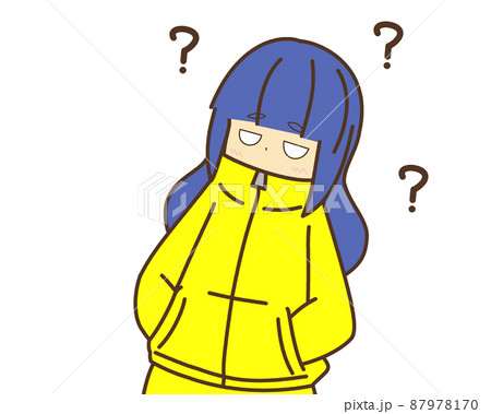 青髪ストレートヘアーの女の子 黄色パーカー 疑問 青髪ストレートヘアーの女の子 黄色パーカー 疑問 87978170