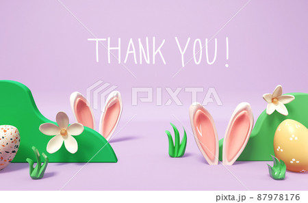 Thank you message with rabbit ears 87978176