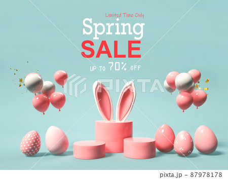 Spring sale message with rabbit ears and eggs 87978178