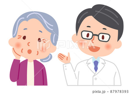 説明をする医師と説明を聞く老人 説明をする医師と説明を聞く老人 87978393