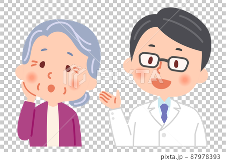 説明をする医師と説明を聞く老人 説明をする医師と説明を聞く老人 87978393