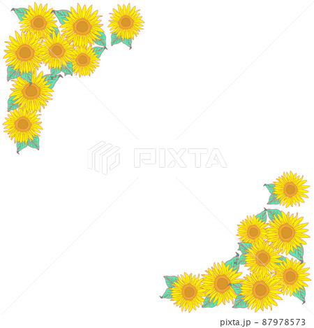 ひまわりの花の飾りフレームのイラスト素材