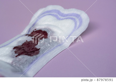 Menstrual blood on a sanitary pad on pink - Stock Photo [87978591] -  PIXTA