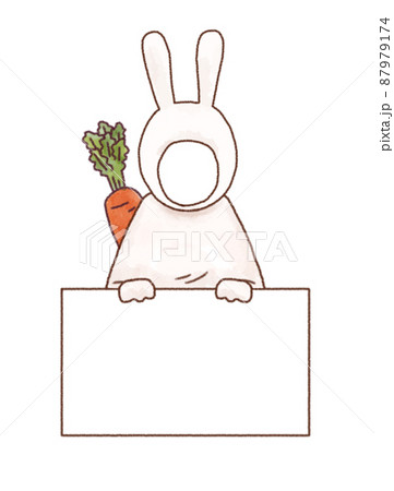 兎の顔はめパネル フレーム 着ぐるみ 年賀状素材のイラスト素材