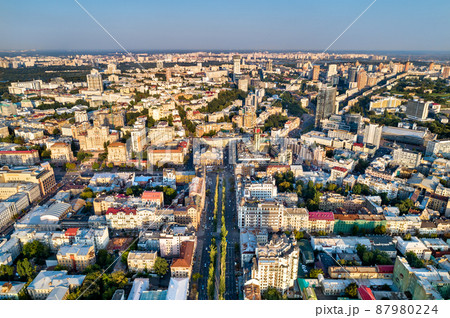 Aerial view of Taras Shevchenko Boulevard in Kiev, Ukraine Aerial view of Taras Shevchenko Boulevard in Kiev, Ukraine 87980224