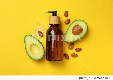 Natural spa cosmetics product on yellow background 87982401