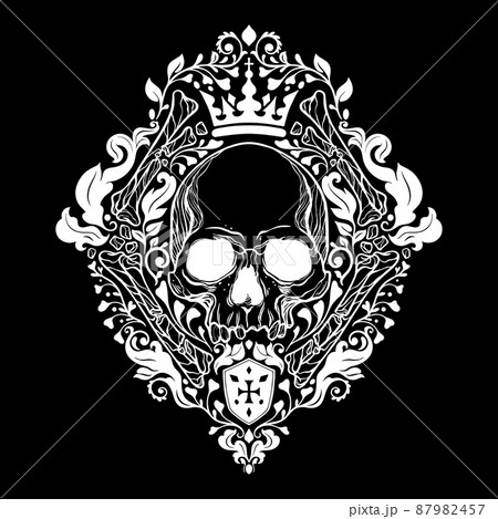 Floral Royal Skull Damask art.eps 87982457