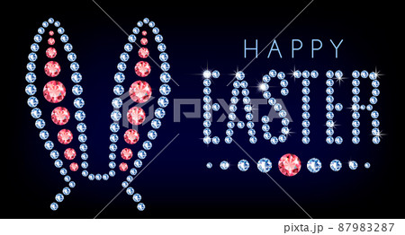 Banner ears silhouette diamonds vector easter bunny 87983287