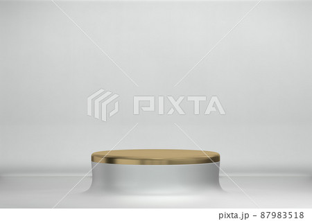 Podium white for cosmetic product on background white. 3d rendering Podium white for cosmetic product on background white. 3d rendering 87983518