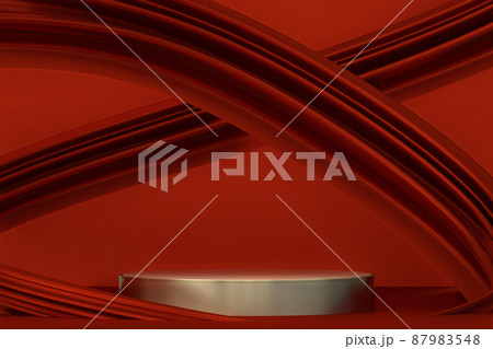 Red Podium for product display minimal geometric design.3D rendering 87983548