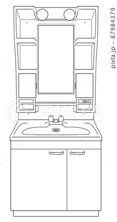 洗面台のイラスト 白黒のイラスト素材